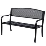 Outsunny Gartenbank Sitzbank Parkbank 2-Sitzer Garten Stahl Schwarz B127 x T60 x H87cm