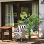 Outsunny 125cm/4FT Artificial Palm Plant Decorative Tree with 18 Leaves Nursery Pot Fake Plastic Indoor Outdoor Home Office Décor, Green