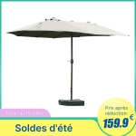 Parasol de jardin XXL pied contrepoids inclus acier polyester haute densité
