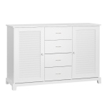 HOMCOM Sideboard Schrank Dielenschrank Badschrank Kommode Lamellentür Weiß 120,2x40,2x80,2cm