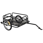 Homcom Remorque vélo remorque de transport pour vélo pliable 145L x 70l x 49H cm barre d'attelage universelle acier noir
