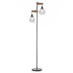 Lampadaire industriel double suspension métal filaire hauteur réglable noir