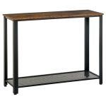 Homcom Console table d'appoint Vintage style industriel dim. 101L x 35l x 80H cm étagère métal noir panneaux particules imitation bois