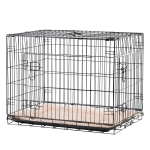 PawHut Cage de transport pliante pour chien poignée, plateau amovible, coussin fourni 74,5L x 46l x 53H cm noir