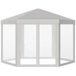Outsunny Tonnelle Blanc et Beige 6 Parois Moustiquaires 1,97 x 1,95 x 2,5 m
