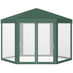 Outsunny Tonnelle Barnum Hexagonale Vert et Blanc 400 x 350 x 250 cm