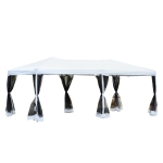 Outsunny Tonnelle Blanche et Noire 6 Parois Moustiquaires 3 x 6 x 2,55 m