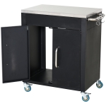 HOMCOM Küchenwagen mit Rollen, Servierwagen, Küchenhilfe, Edelstahl, Schwarz, 86 x 50 x 84,5 cm