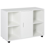 Vinsetto Mobile Office File Cabinet, Lateral Stationery Storage Cabinet, Printer Stand Unit with Wheels, Open Compartment and Cupboard, White