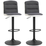 HOMCOM Bar stool Set of 2 Armless Adjustable Height Upholstered Bar Chair Dark Grey