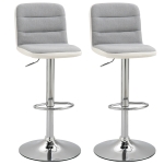HOMCOM Bar stool Set of 2 Armless Adjustable Height Upholstered Bar Chair Light Grey