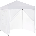 Outsunny Pavillon 2x2m Faltpavillon 4 Seitenwände mit Fenster Tür mit Reißverschluss Festzelt Gartenzelt inkl. Heringe Abspannseile Tragetasche Metall Oxford