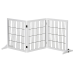 PawHut Absperrgitter für Hunde Schutzgitter Hundegitter Treppengitter Hundeabsperrgitter Türschutzgitter Kiefernholz Weiß 185 x 36 x 71 cm