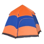 Outsunny Quick-Up-Zelt Doppelwandzelt Outdoor Familienzelt Pop-Up für 4–6 Personen 4 Jahreszeiten wasserdicht mit Tragetasche Moskitonetz 2 Türen Polyester + Glasfaser Orange + Blau 280 x 280 x 170 cm