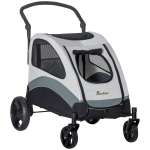 PawHut Cochecito para Perros Plegable Carrito para Mascotas con Correa de Seguridad Ventanas y Frenos 107x72x102 cm Gris