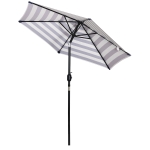 Outsunny Ombrellone da Giardino Inclinabile Φ227cm, Apertura a Manovella, Palo in Metallo e 6 Stecche, Blu e Bianco