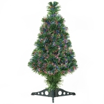 Homcom Albero di Natale Artificiale con 55 Rami con Fibra Ottica 60cm, Verde