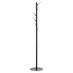 HOMCOM Coat Rack, 174cm Free Standing Coat Stand with 6 Hooks and Round Base, Clothes Tree Hat Display for Hallway, Bedroom, Black