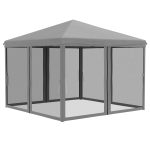 Outsunny Faltpavillon Pavillon Faltzelt mit Seitenwänden inkl. Tragetasche Metall+Oxford Hellgrau+Schwarz 3x3m