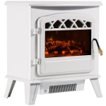 Homcom Camino Elettrico da Terra con Effetto Fiamma Regolabile 1800W, Bianco, 51x31x56cm