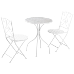 Outsunny 3 Piece Garden Bistro Set, Folding Outdoor Chairs and Mosaic Tabletop for Outdoor, Balcony, Poolside, White