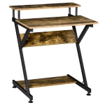 HOMCOM Compact Computer Table, R Shape Desk with Monitor Shelf and Storage for Home Office, 70cm, Brown
