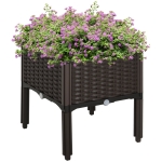Outsunny® Gartenbeet Hochbeet Pflanzkasten Blumenkasten Rattan-Look Abflusslöcher PP Braun