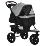 PawHut Hundewagen Hundebuggy Katzenbuggy Pet Stroller mit 3 Rädern klappbar Hunde Katze Oxford Grau+Schwarz 109,5 x 57,5 x 106,5 cm