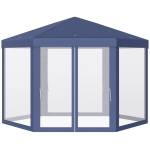 Outsunny Pavillon Gartenpavillon mit Moskitonetz Partyzelt Gartenzelt Festzelt Zelt 6-eckig Polyester+Metall Blau 197x250x250cm