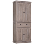 HOMCOM Traditional Colonial Freestanding Kitchen Cupboard Storage Cabinet - 76L x 40.5W x 184H (cm) Dark Wood Grain