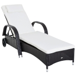 Bain de soleil inclinable avec matelas et tétière résine tressée