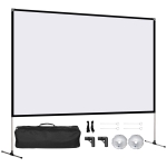 HOMCOM Pantalla de Proyector con Soporte 100 Pulgadas HD Pantalla 16:9 con Bolsa de Transporte 233x50x187 cm Blanco