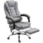 Vinsetto Heated 6 Points Vibration Massage Executive Office Chair Adjustable Swivel Ergonomic High Back Desk Chair Recliner with Footrest Light Grey