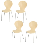 HOMCOM 4-er Set Esszimmerstühle Küchenstuhl Holzstuhl für Küche und Esszimmer mit Metallfüßen Massivholz Natur 45 x 50 x 88 cm