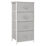 Homcom Mobile Contenitore con 4 Cassetti in Lino Pannello Telaio in Acciaio Verniciato a Polvere Ripiano Superiore in MDF Grigio Max:25 kg 45x30x92cm