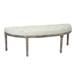 HOMCOM Polsterbank Sitzbank Vintage Retro Bettbank mit Knöpfen Samtige Berührung Gummiholz Beige 142 x 49 x 49 cm