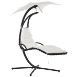 Outsunny Espreguiçadeira Suspensa com Chapéu de Sol com Proteção UV Espreguiçadeira Baloiço Ergonómica para Jardim Pátio 190x110x190cm Creme