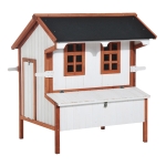 PawHut cotet din lemn pentru gaini 120x96x123cm, alb crem