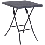 Outsunny Masa Pliabila de Exterior Efect Rachita cu Structura din Metal, Neagra si Maro 60 x 60 x 74 cm