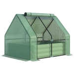Outsunny Letto per Orto con Serra da Giardino, Acciaio con Copertura PE, Finestra Avvolgibile, 127x95x92cm
