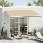 Outsunny Perdea de Soare Rulanta Parasolar de Perete Manual Impermeabil, Bej, 2.5x2m