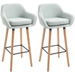 HOMCOM Tabourets de Bar Design scandinave - Lot de 2 tabourets de Bar Grand Confort avec Repose-Pieds et accoudoirs - Bois d'hévéa Lin gris