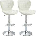 Homcom Lot de 2 Tabouret de Bar Design Contemporain Hauteur d'assise réglable 59-81 cm pivotant 360° Lin crème