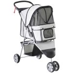 PawHut Cochecito Plegable Mascotas 75x45x97cm Perros Gatos Carrito Ruedas giran 360 grados Gris