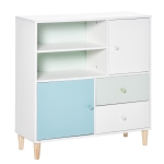 HOMCOM Kids Bookcase Multi-Shelf Modern Freestanding Cabinet of Drawer Book Magazine Organizer Study Bedroom 80 x 30 x 85cm Blue