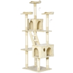 PawHut Rascador Gato Rascador de Gatos Barato Árbol para Gatos con Poste de Arañar Múltiples Plataformas Escaleras Cuevas Juguetes Centro de Actividades 60x50x180 cm Beige