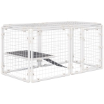 Pawhut Valla Metálica para Mascotas Parque para Conejos con 9 Paneles Puerta con Pestillo y Escalera para Cobayas Gatos Cachorros Diseño DIY 143x74x71 cm Blanco