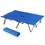 Outsunny Foldable Cot Bed 193Lx125Wx40H cm-Black/Blue