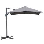 Outsunny Sonnenschirm 245 x 245 cm Kurbelschirm Ampelschirm mit Kurbelvorrichtung Sonnenschutz Alu Roma Schirm Neigungswinkel verstellbar Grau