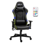 Vinsetto Silla Gaming Ergonómica Silla para Gamers Giratoria Reclinable Ajustable en Altura Basculante con Luz LED Reposacabezas y Cojín Lumbar Cuero Sintético 68x68x126-136 cm Negro